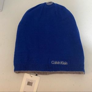 Calvin Klein Reversible Blue Gray Beanie Adult